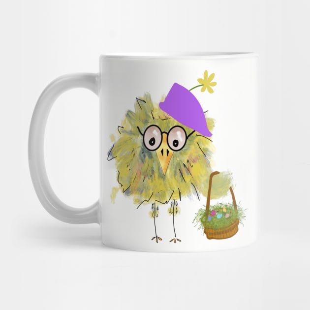 Funny Bird with Easter Hat and Basket by designs-by-ann